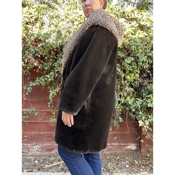 Vintage J Percy Marvin Richards Leopard Cheetah Print Hooded Coat Size Large USA - Picture 4 of 7